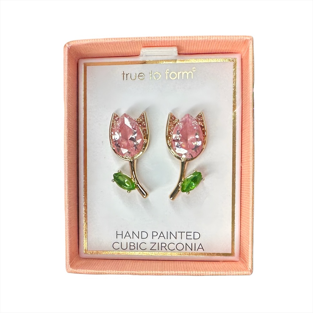 True to Form Pink Tulip Post Earrings